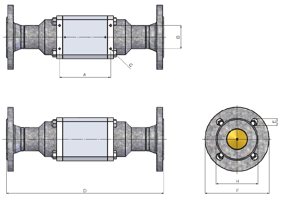 Flanged coaxial valves